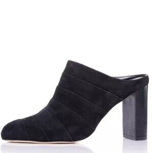 $700 MARION PARKE AMANDA SUEDE MULES BLOCK SLIDE SHOES BLACK 40.5 (DB14)